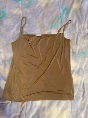 Maurices Brown Satin Cowl Neck Spaghetti Strap Tank